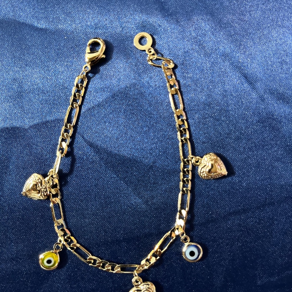 Dainty Gold Charm Bracelet with Colorful Accents